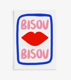 Affiche A3 Bisou Bisou / Bleu - Nephtys Illustrated