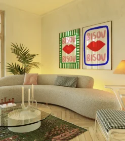 Affiche A3 Bisou Bisou / Bleu - Nephtys Illustrated