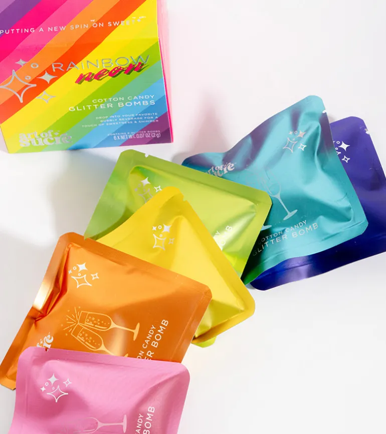 Bombes à paillettes arc-en-ciel pour cocktails