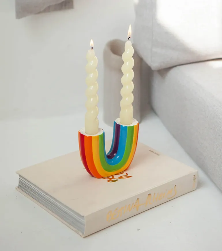 Bougeoir arc-en-ciel