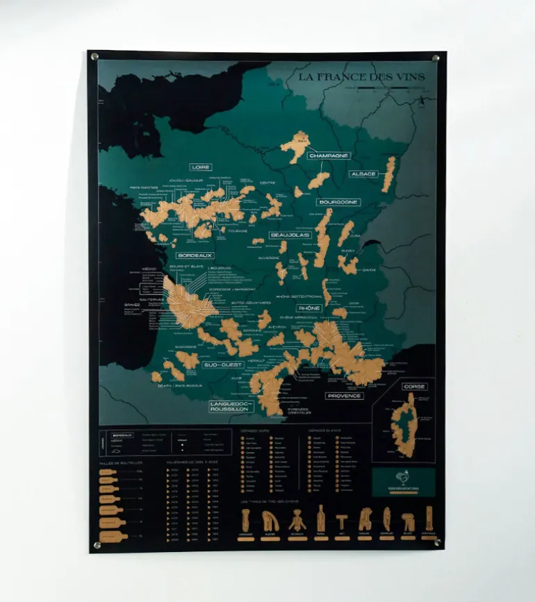 Carte à gratter : la France des vins