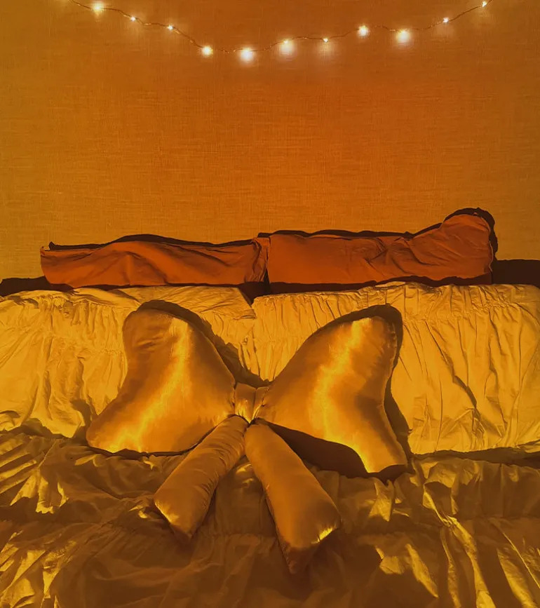 Coussin noeud XL en satin