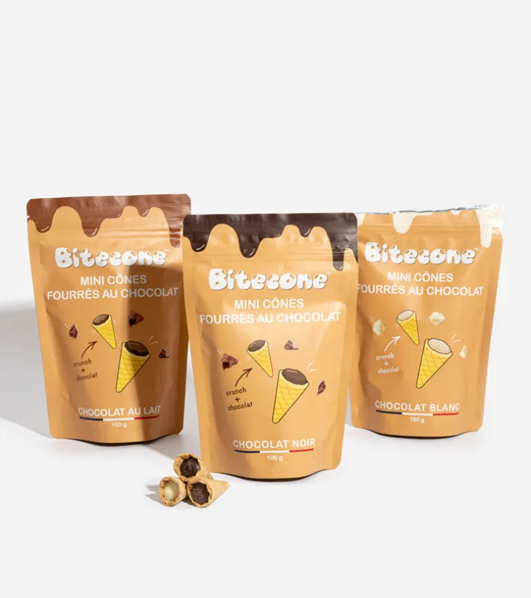 Mini cônes fourrés au chocolat