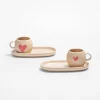 Set de 2 tasses et leurs petits plateaux - Coeur