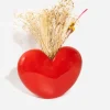 Vase coeur rouge en céramique