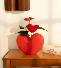 Vase coeur rouge en céramique