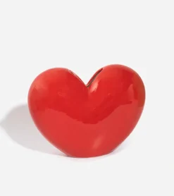 Vase coeur rouge en céramique