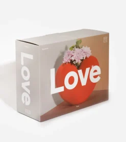 Vase coeur rouge en céramique